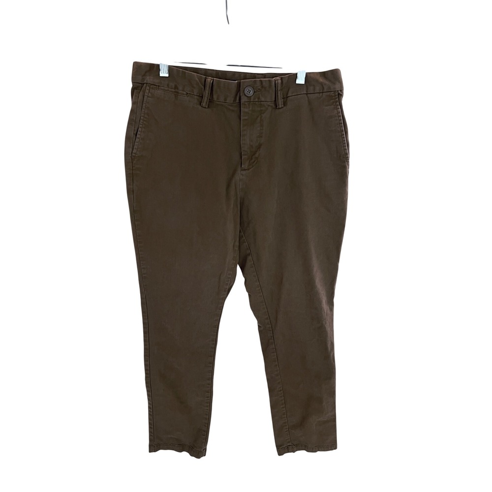 Old Navy Mens Chino Pants Brown 34x30 Cotton Blend Stretch Flat Front Trousers